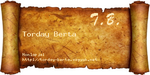 Torday Berta névjegykártya